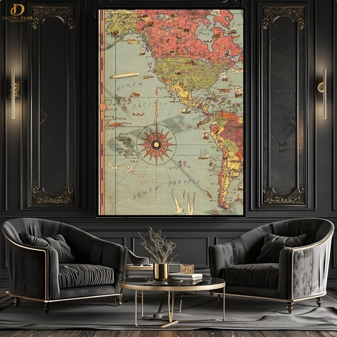 South Map - Office - Premium Wall Art