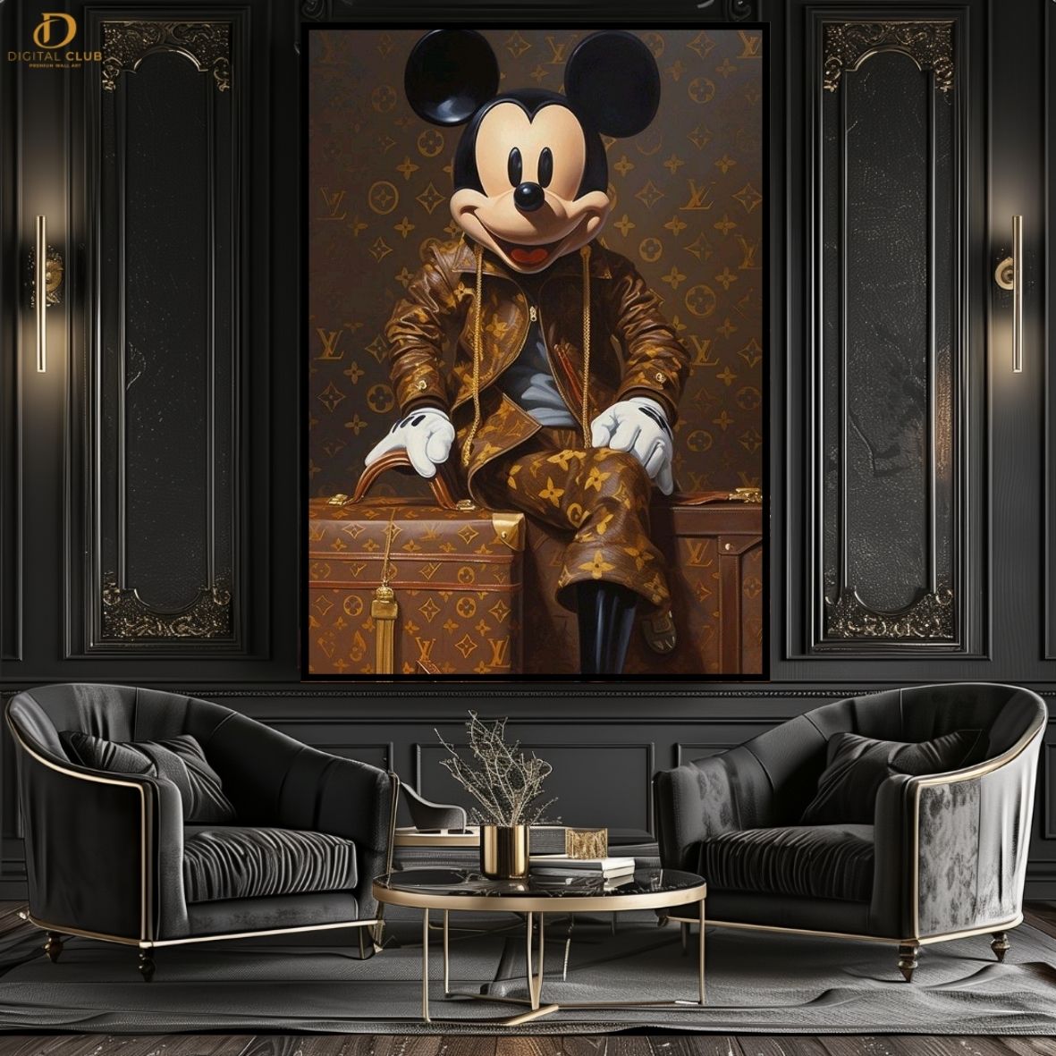 LV Mickey-Car- Premium Wall Art - Art Digital Club
