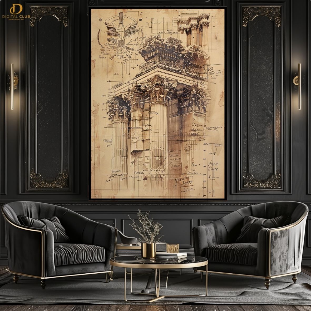 Structure Sktech - Office- Premium Wall Art