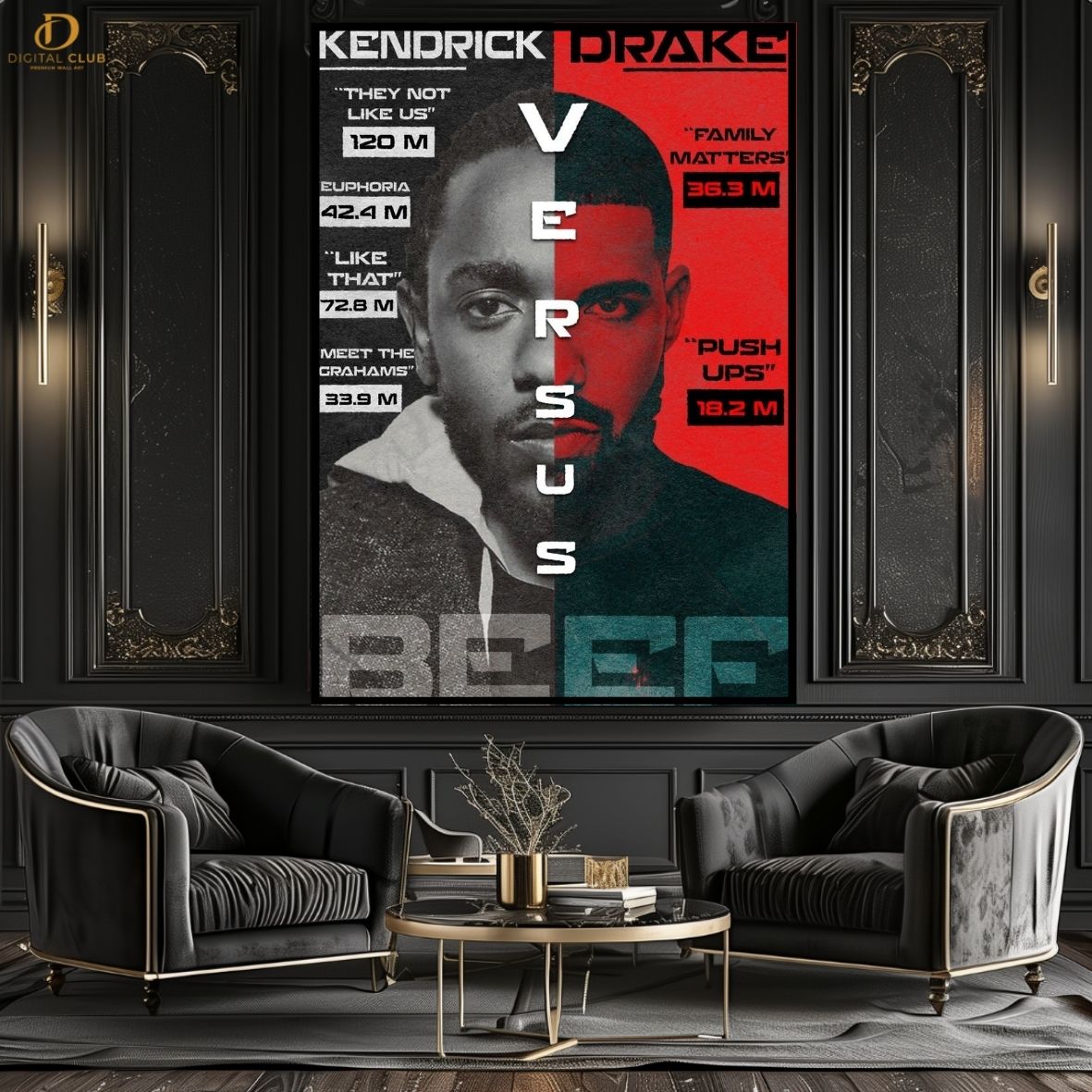 Kendrick Vs Drake - Music Artist - Premium Wall Art