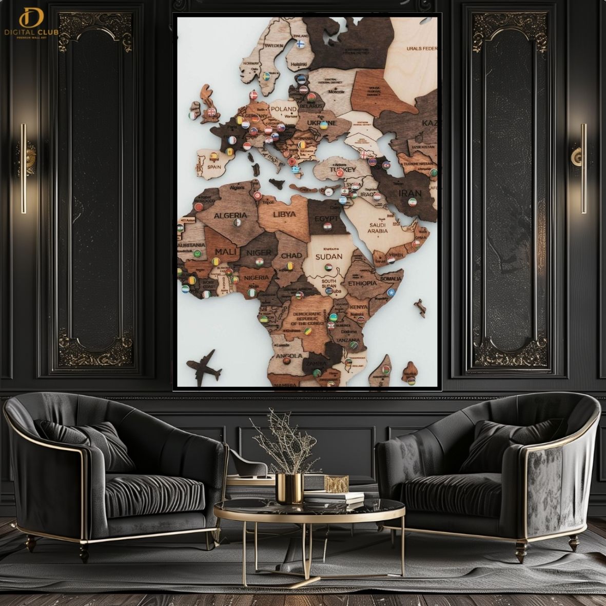 World Map 3- Premium Wall Art - Art Digital Club