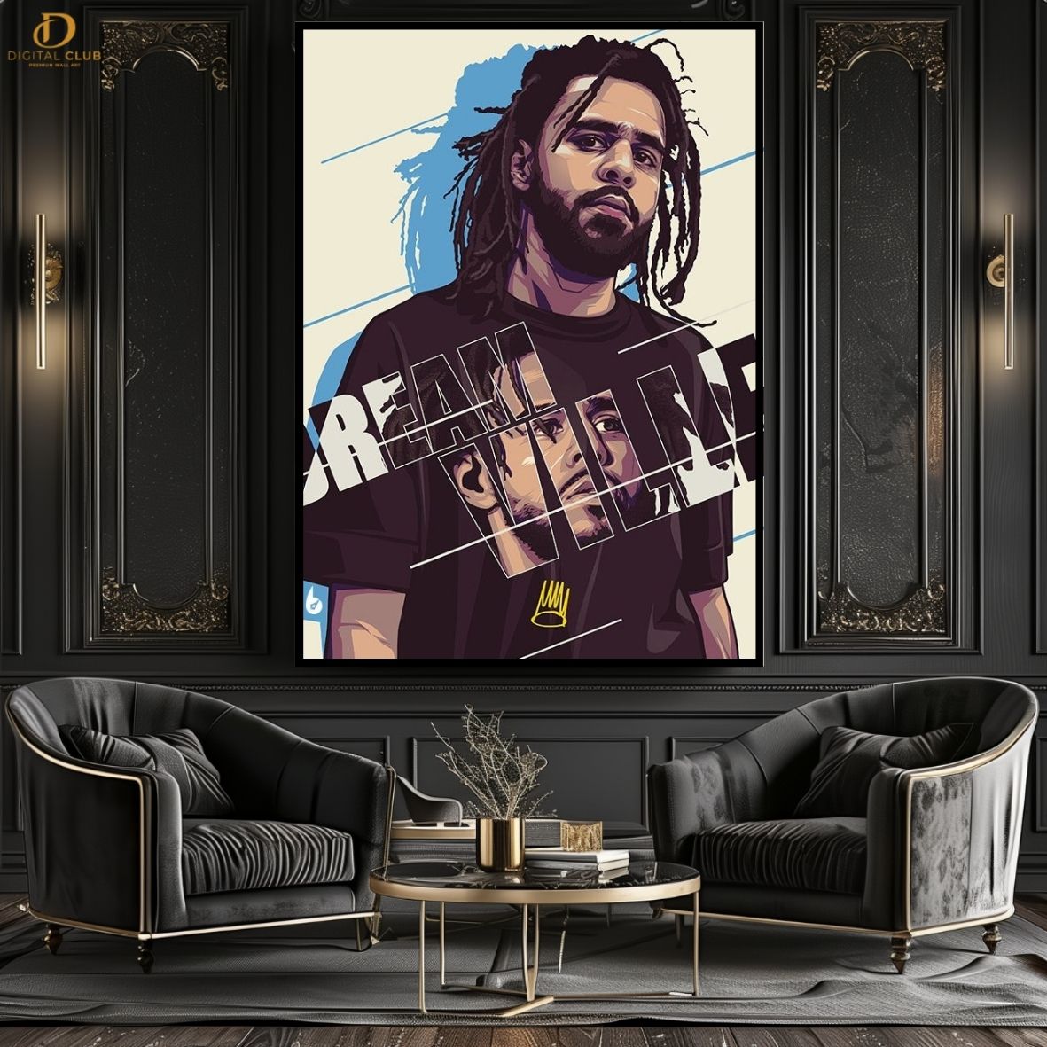 J. Cole "Vector" -Music Artist- Premium Wall Art