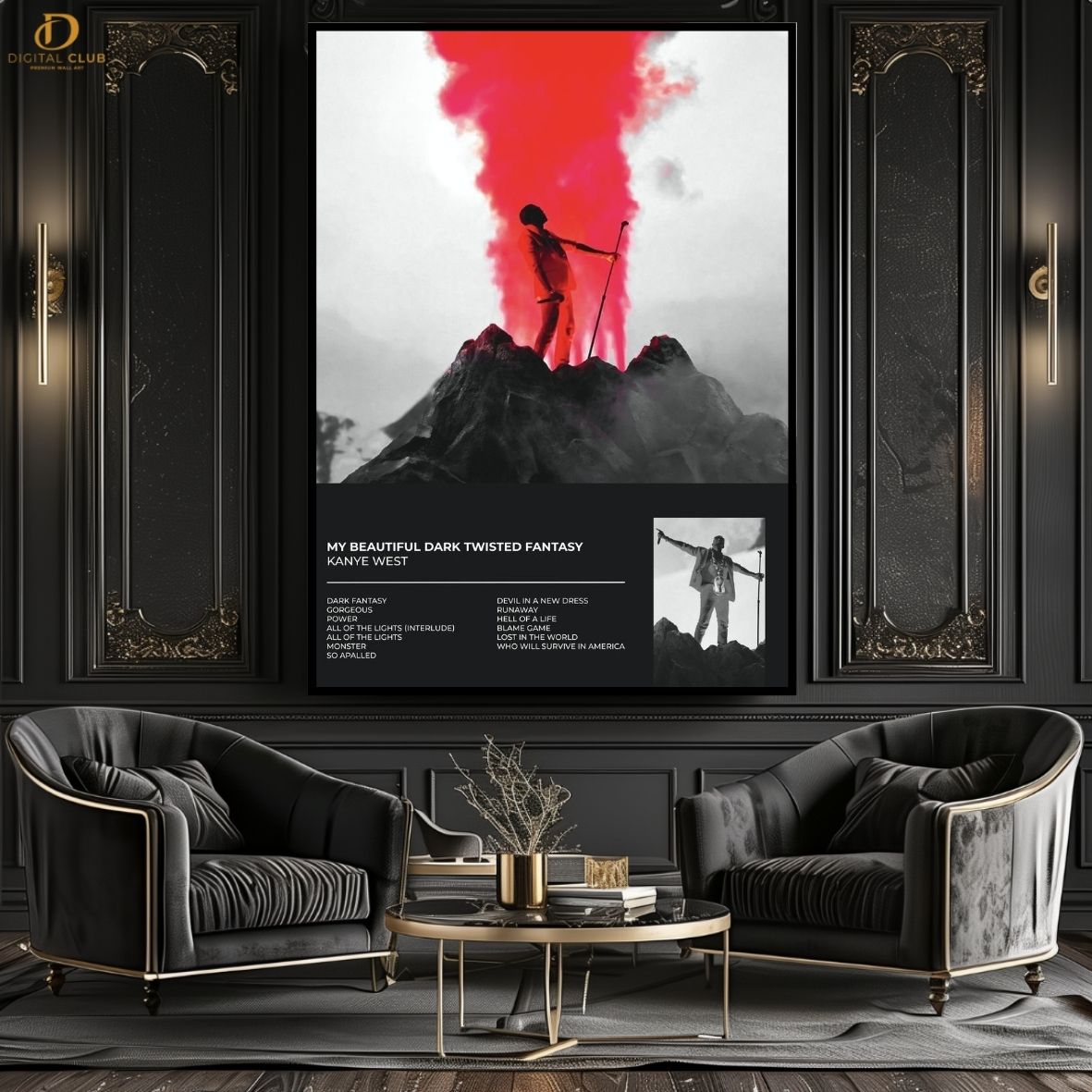 Kanye West "MBDTF"- Music Artist- Premium Wall Art