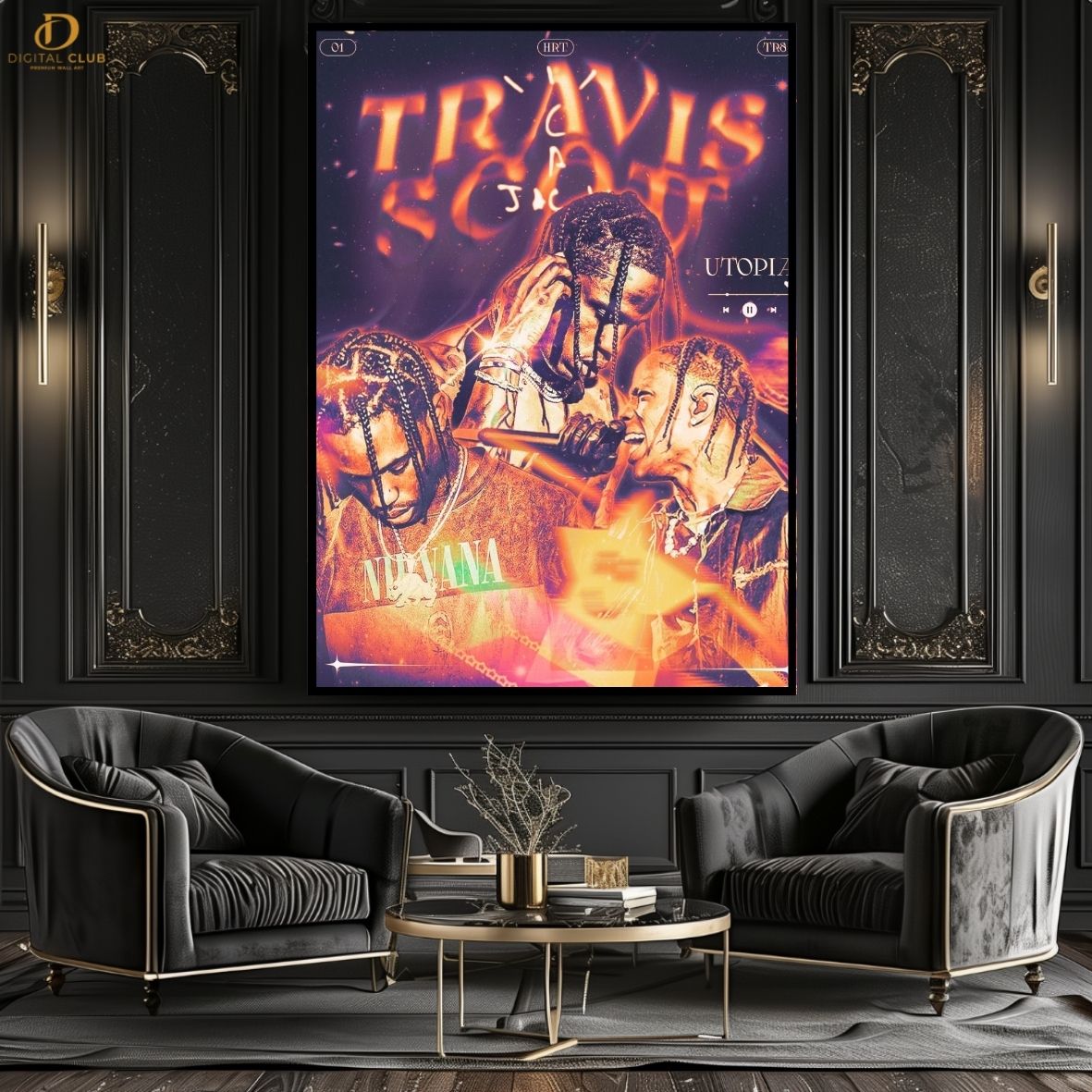 Travis Scott Artwork -Music Artist- Premium Wall Art