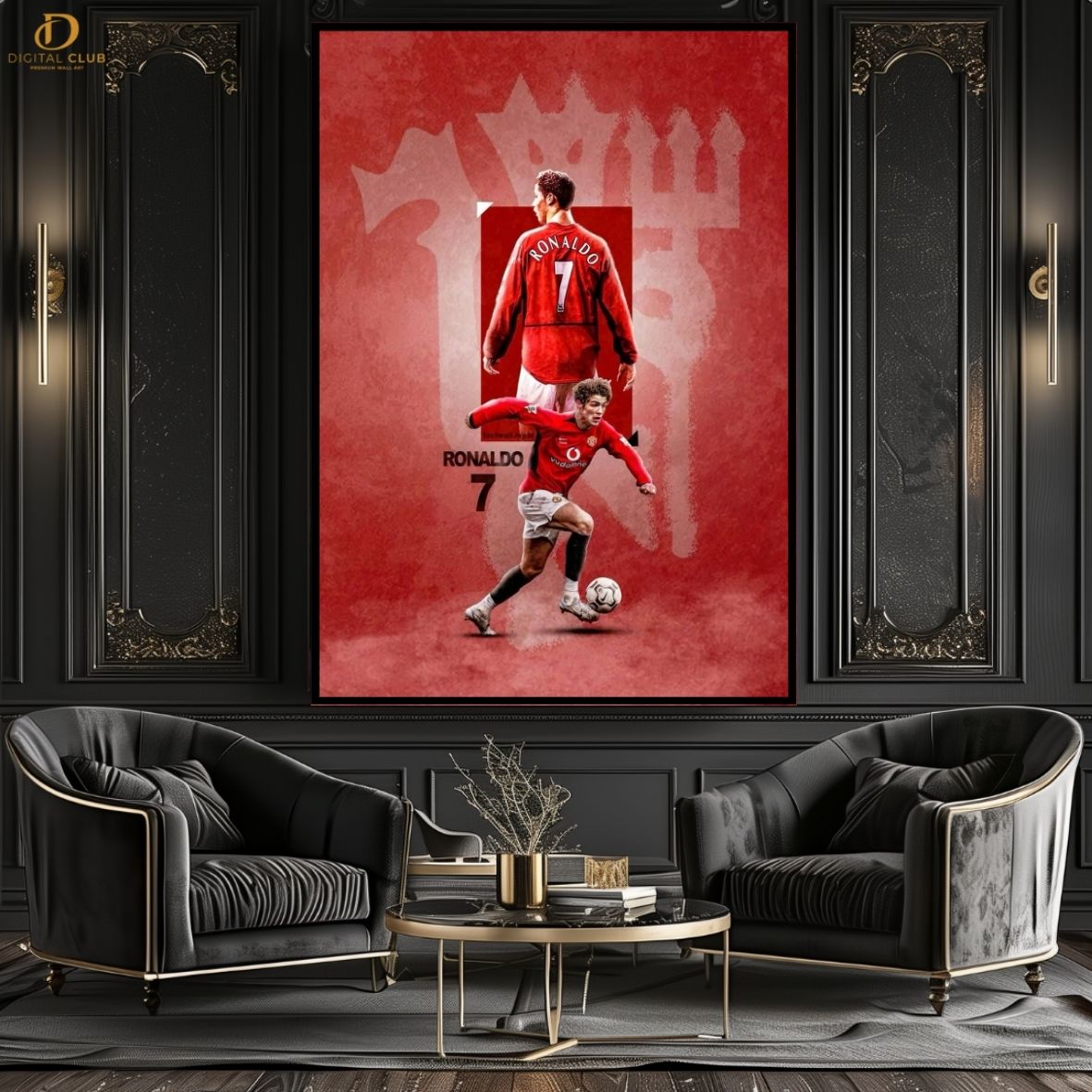 Red Ronaldo 7 - Football - Premium Wall Art