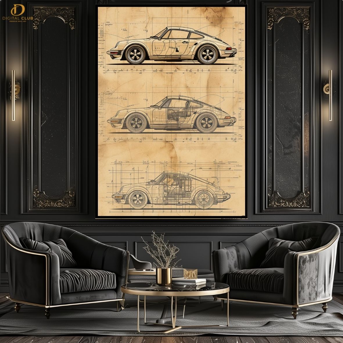 Car Sketch- Premium Wall Art - Art Digital Club