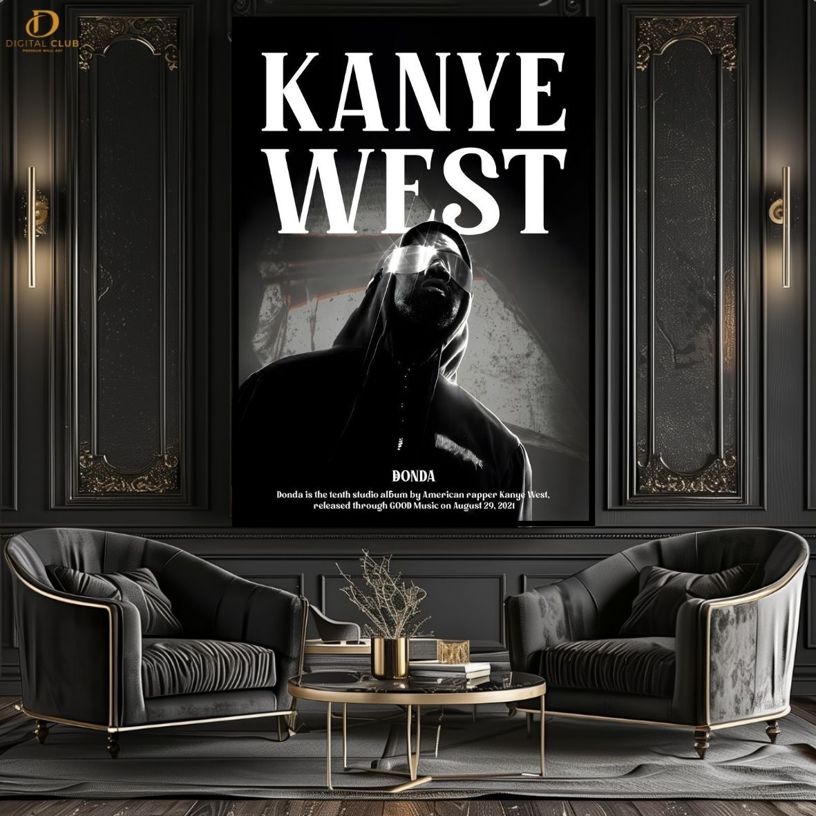 Kanye West Graphic- Music Artist- Premium Wall Art