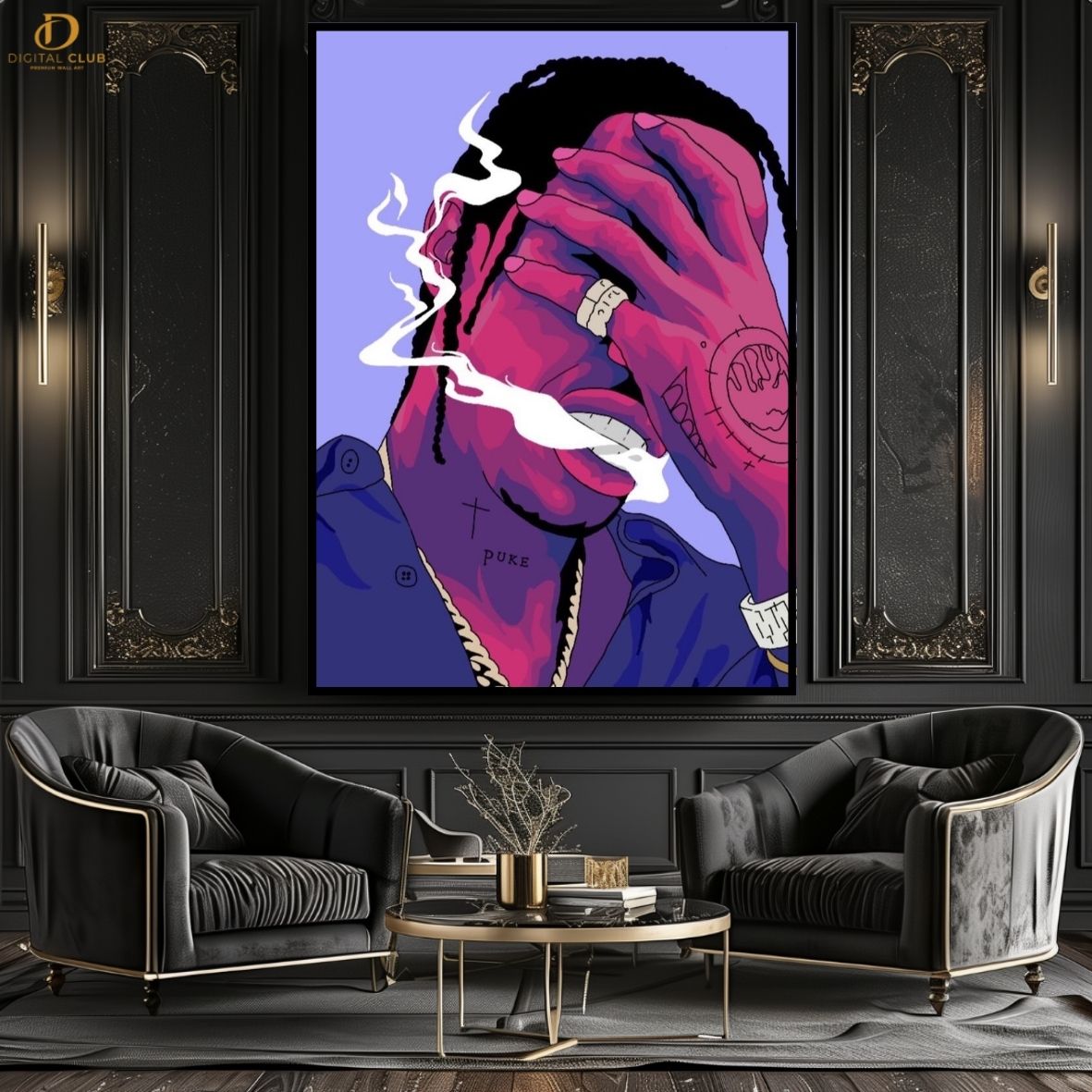Travis Scott Vector -Music Artist- Premium Wall Art