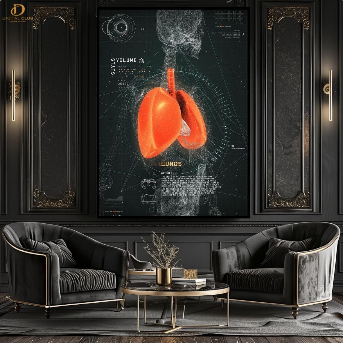 Human Skeleton Artwork -Office- Premium Wall Art