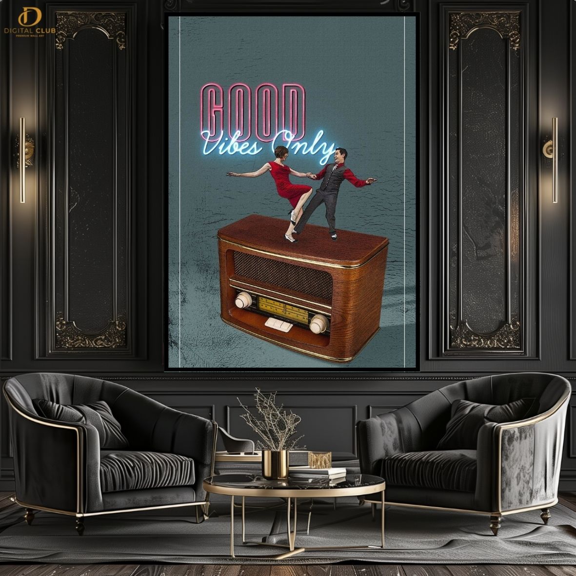 Vintage Couple Dance - Premium Wall Art - Art Digital Club