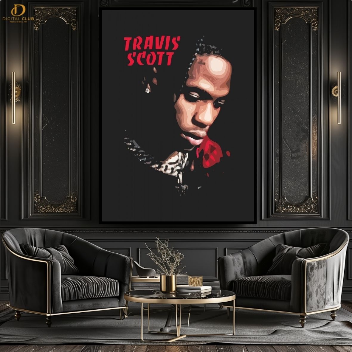 Travis Scott Graphic -Music Artist- Premium Wall Art