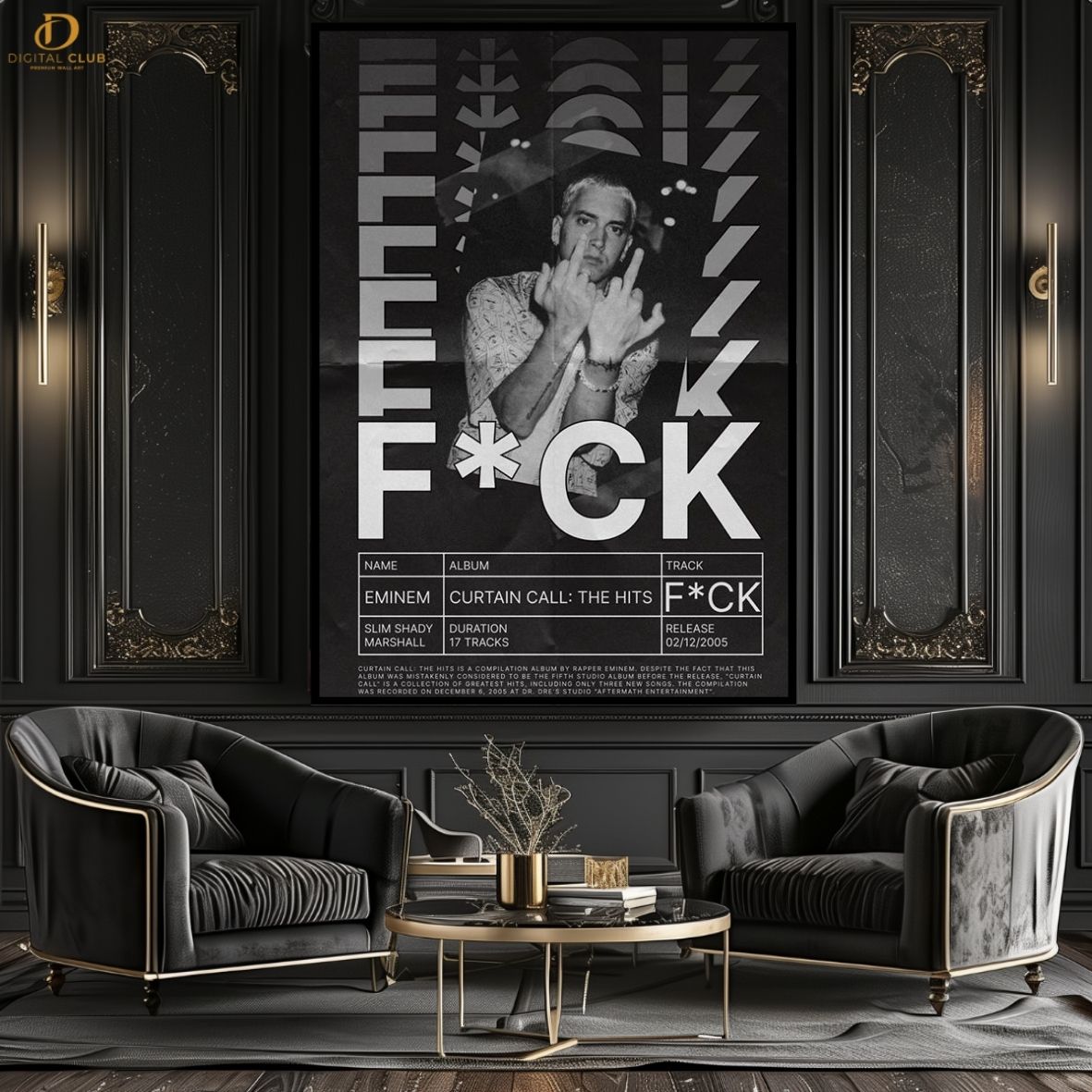 Eminem Graphic- Music Artist- Premium Wall Art