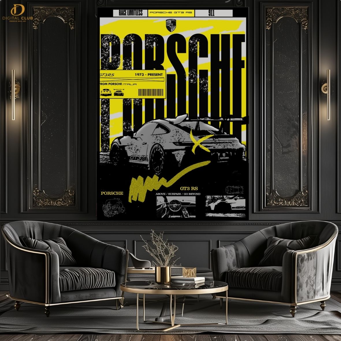 Porsche Graphic - Cars - Premium Wall Art