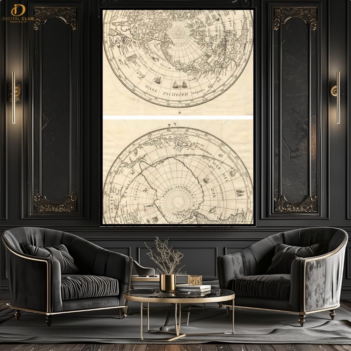 World Maps 2 -Sketch- Premium Wall Art - Art Digital Club