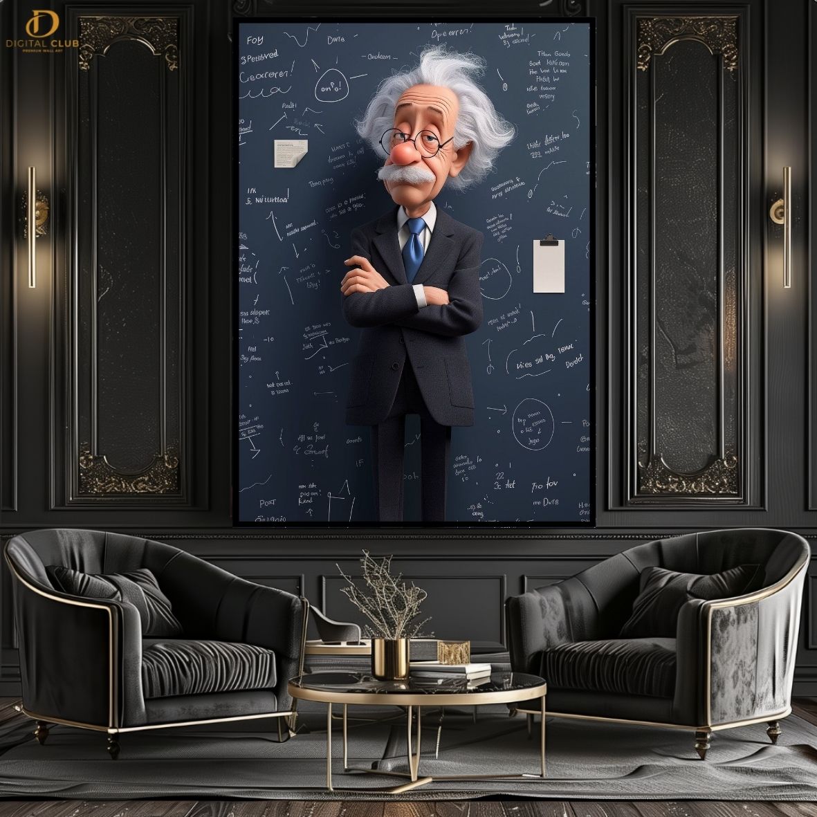 Einstein -Cartoon- Premium Wall Art - Art Digital Club