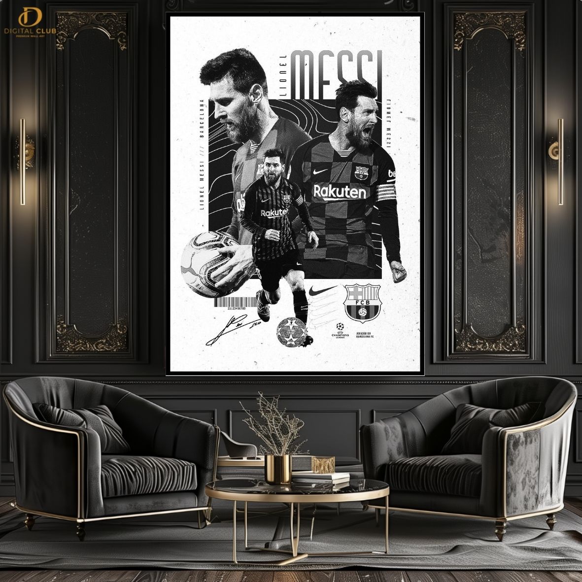 Messi B/W- Football Premium Wall Art - Art Digital Club