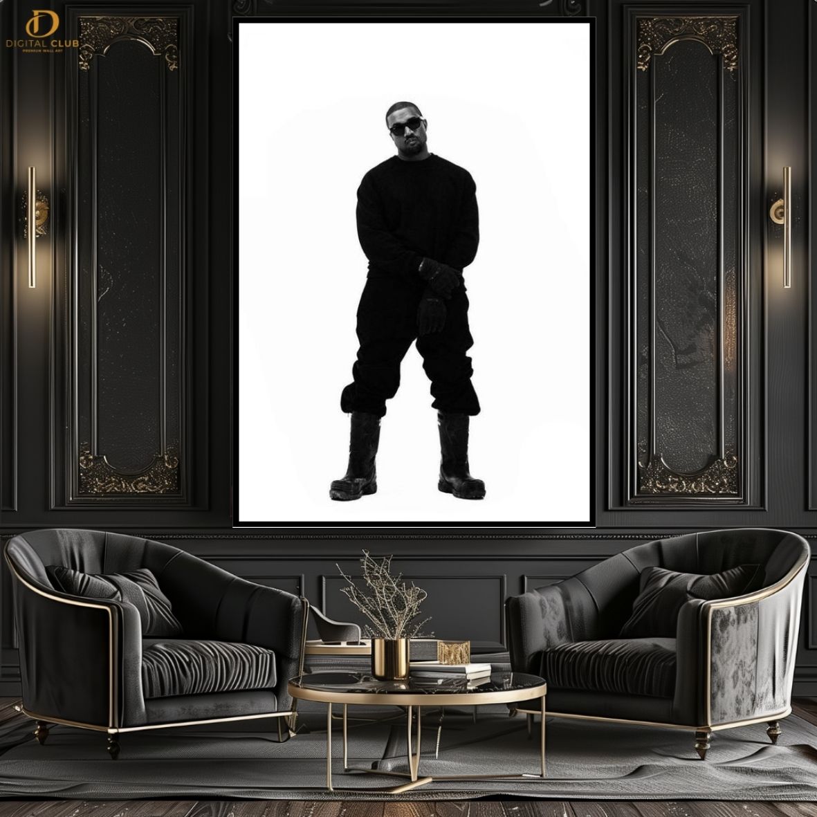 Kanye West Portrait - Music Artist- Premium Wall Art