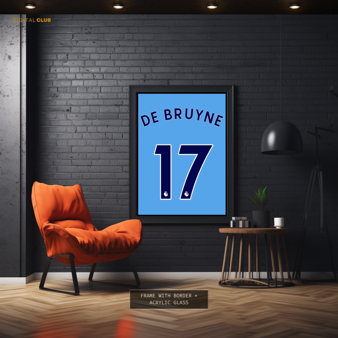 De Bruyne 17 - Man City Shirt - Premium Wall Art
