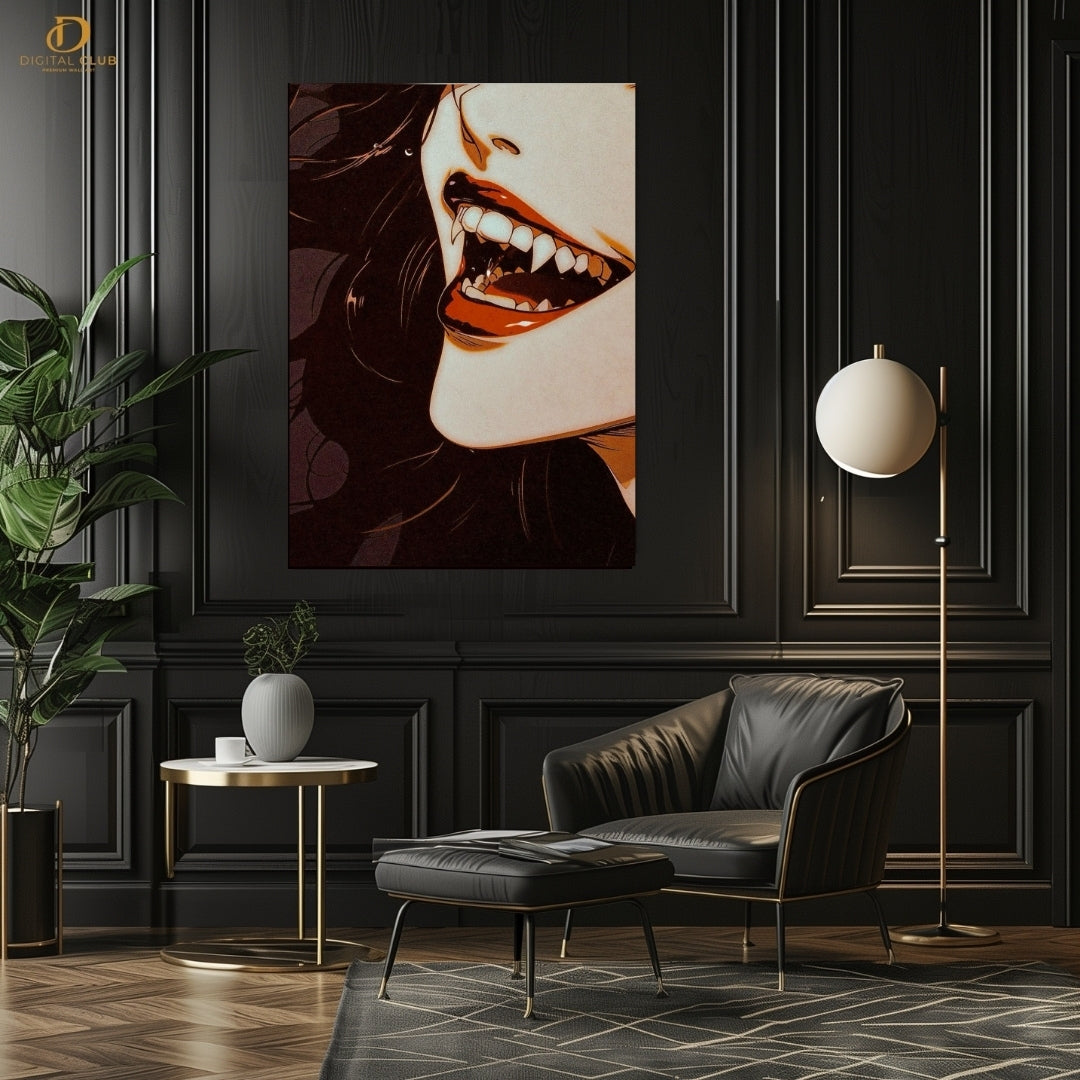 Vampire Lady Teeth - Premium Wall Art