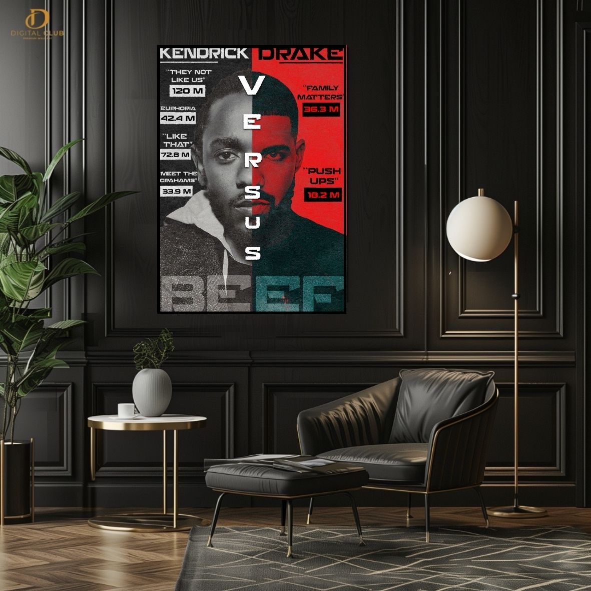 Kendrick Vs Drake - Music Artist - Premium Wall Art