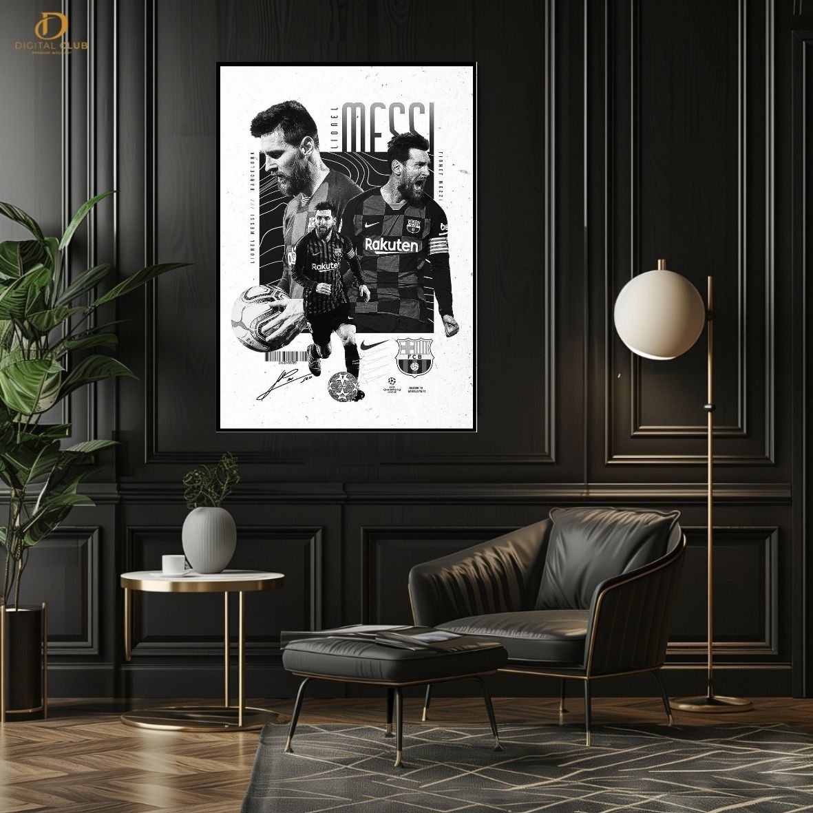 Messi B/W- Football Premium Wall Art - Art Digital Club