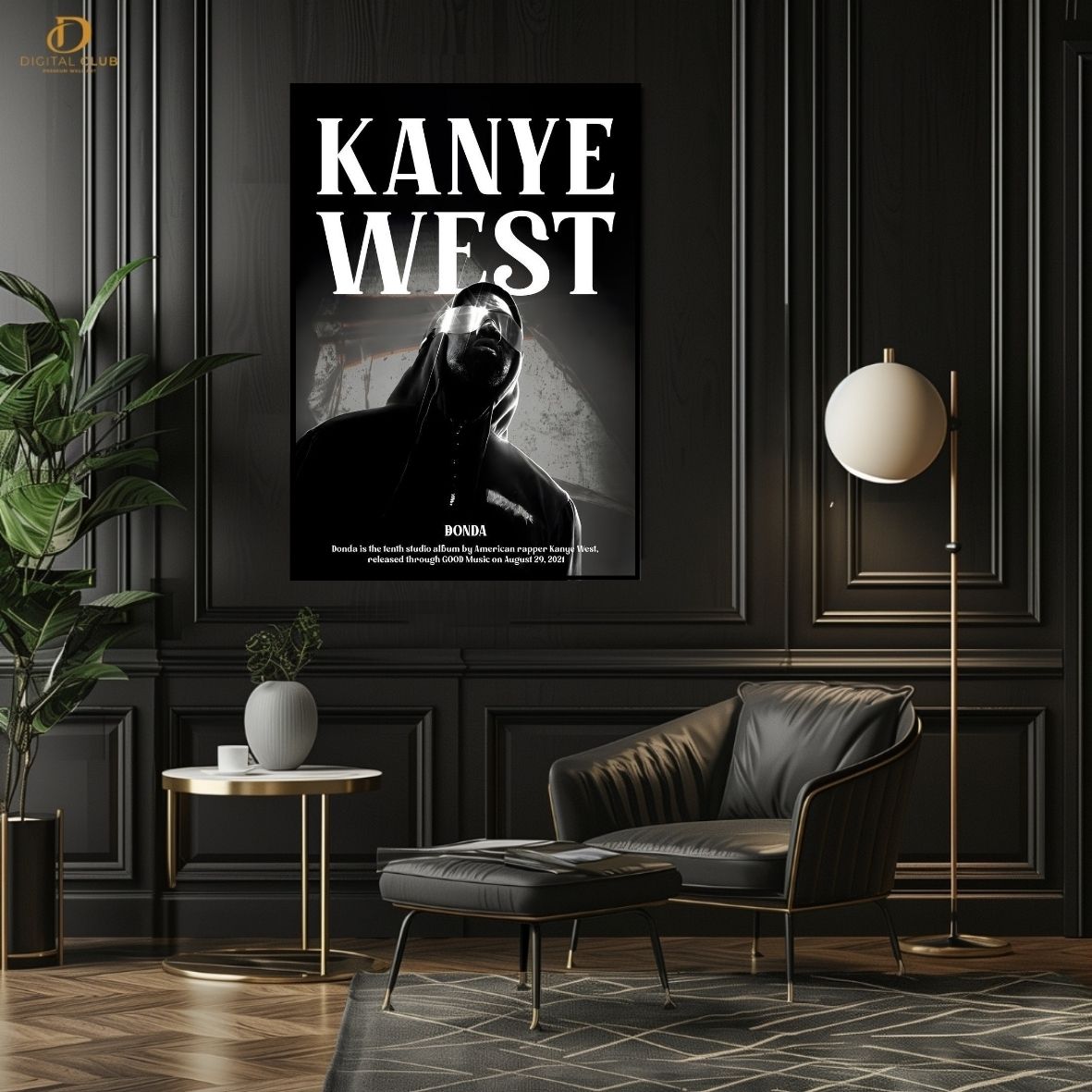 Kanye West Graphic- Music Artist- Premium Wall Art