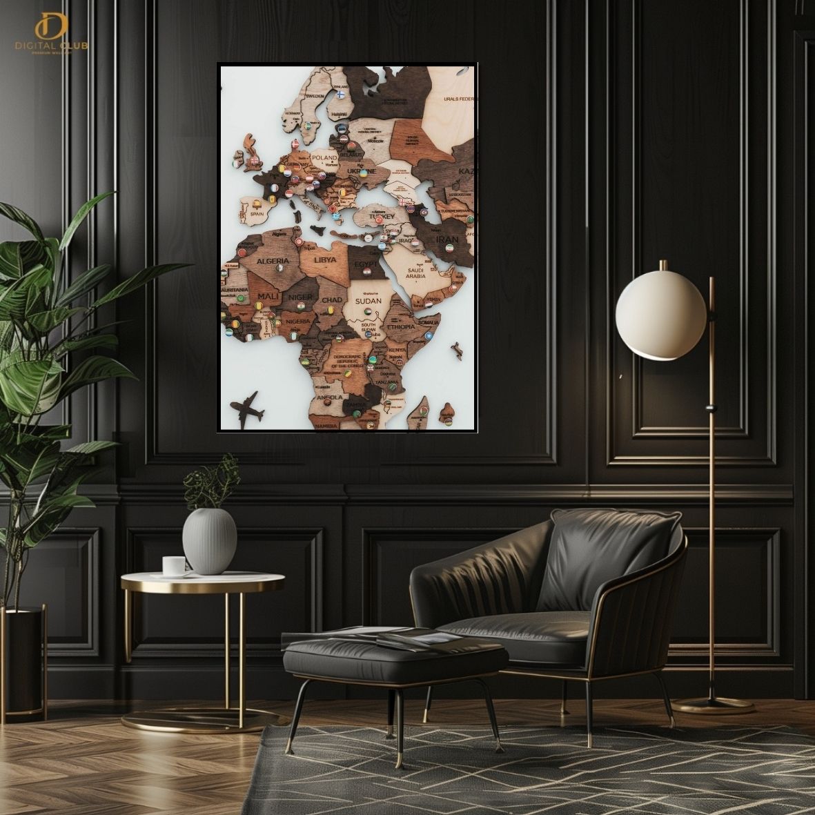 World Map 3- Premium Wall Art - Art Digital Club