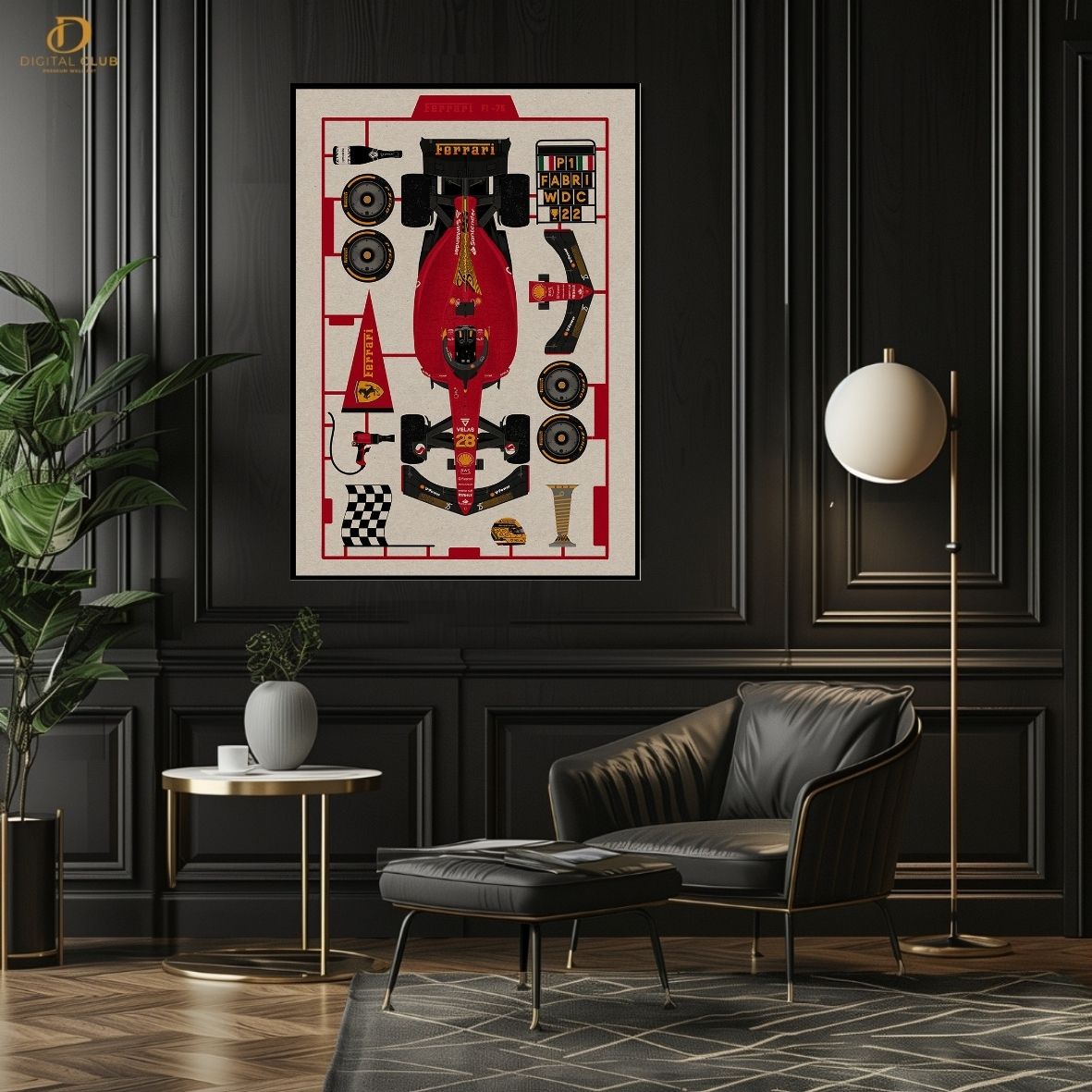 Ferrari Parts -Cars- Premium Wall Art - Art Digital Club