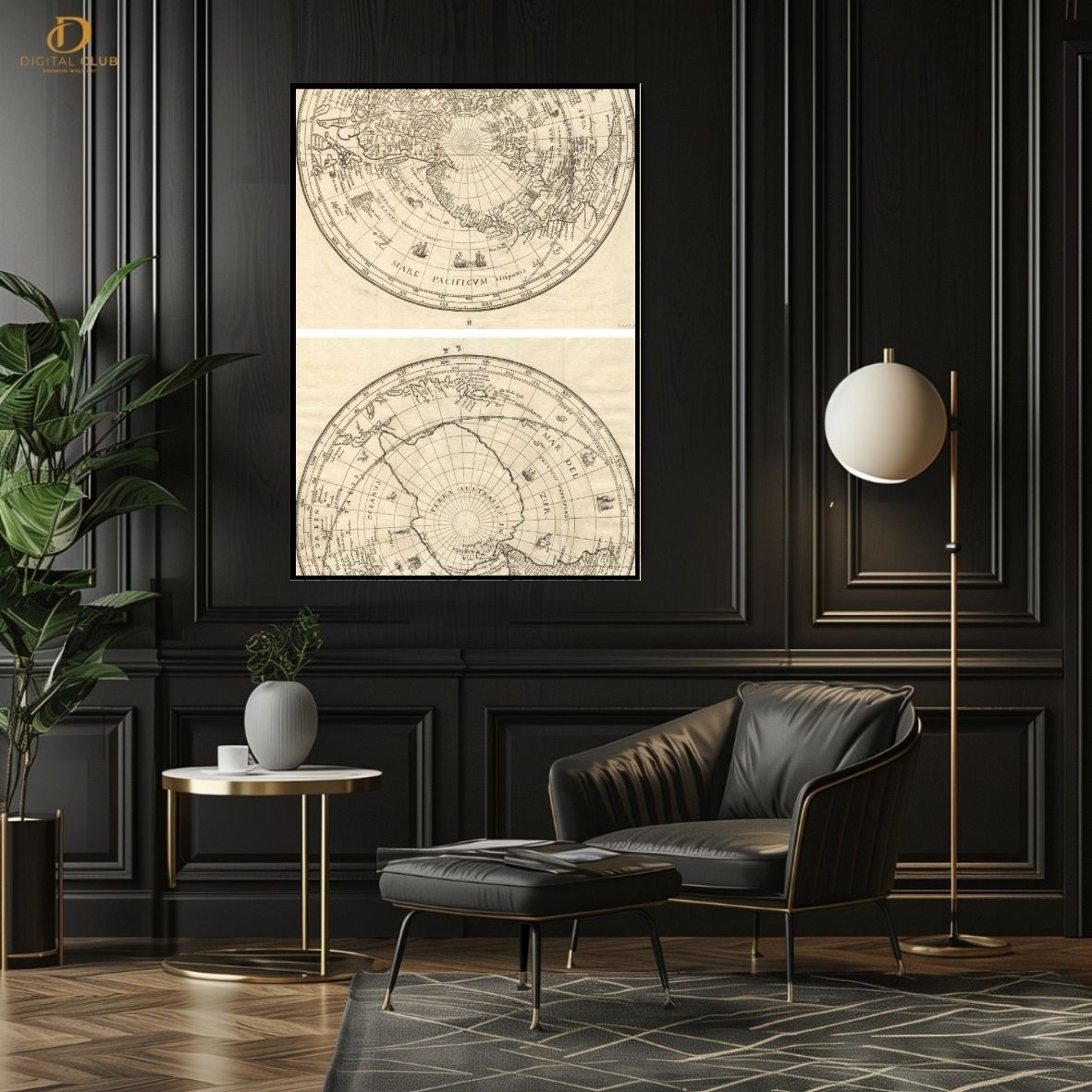 World Maps 2 -Sketch- Premium Wall Art - Art Digital Club