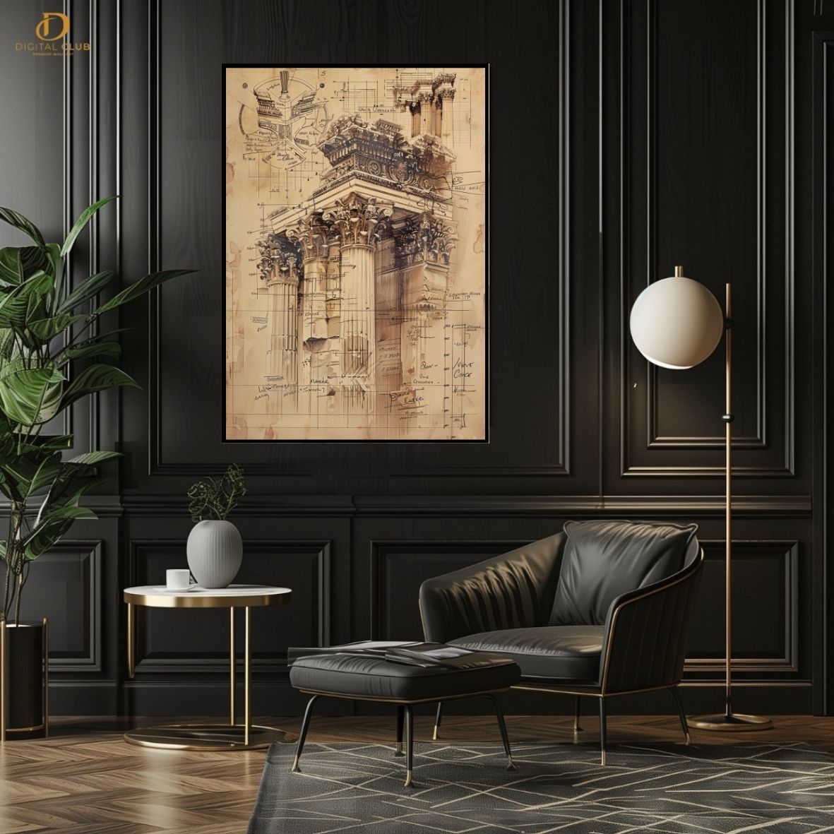 Structure Sktech - Office- Premium Wall Art