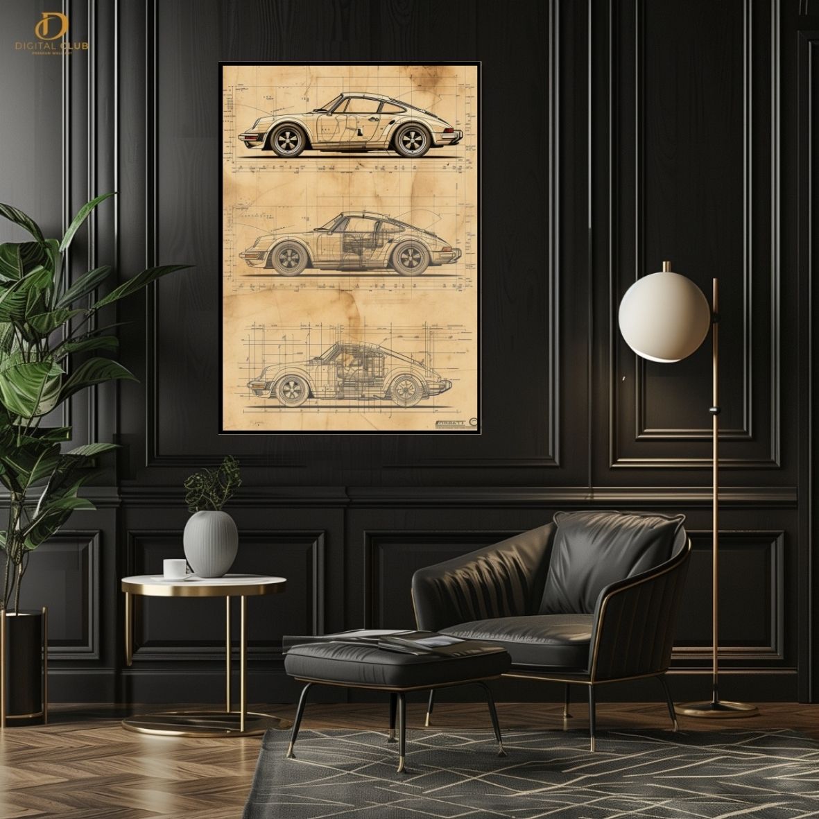 Car Sketch- Premium Wall Art - Art Digital Club