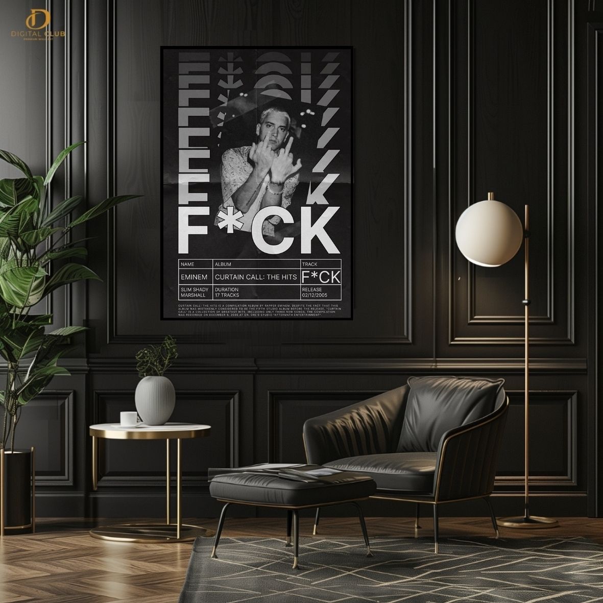 Eminem Graphic- Music Artist- Premium Wall Art