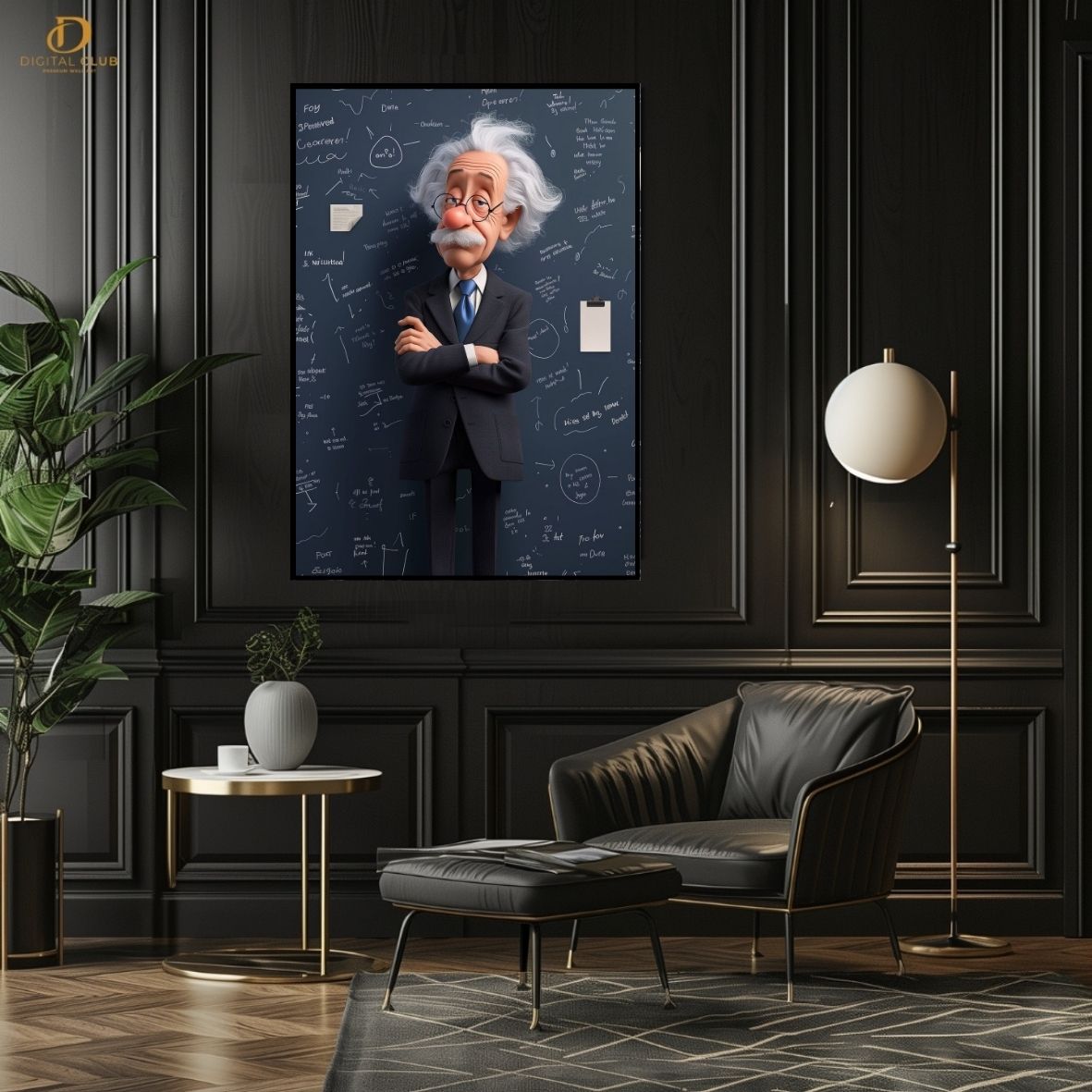 Einstein -Cartoon- Premium Wall Art - Art Digital Club