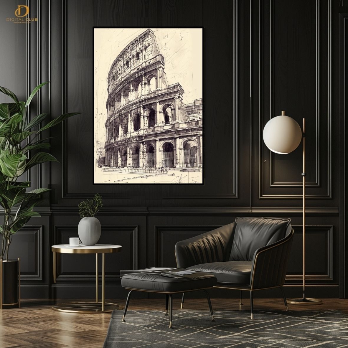 Colosseum Sketch -Rome- Premium Wall Art - Art Digital Club