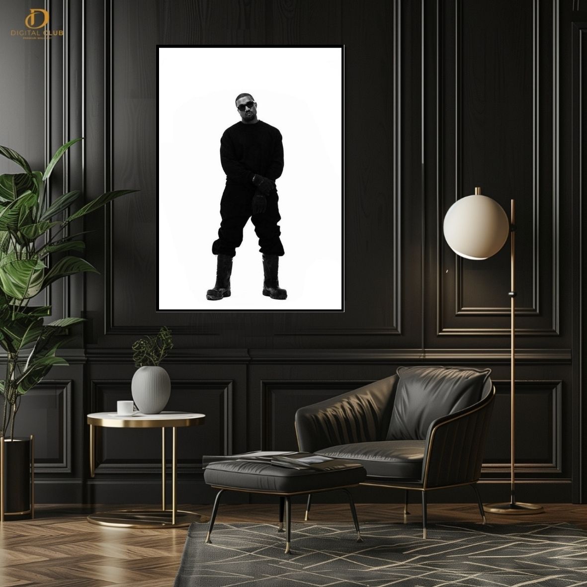 Kanye West Portrait - Music Artist- Premium Wall Art