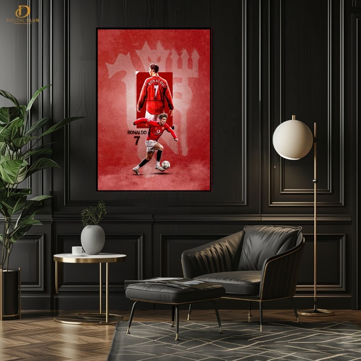 Red Ronaldo 7 - Football - Premium Wall Art