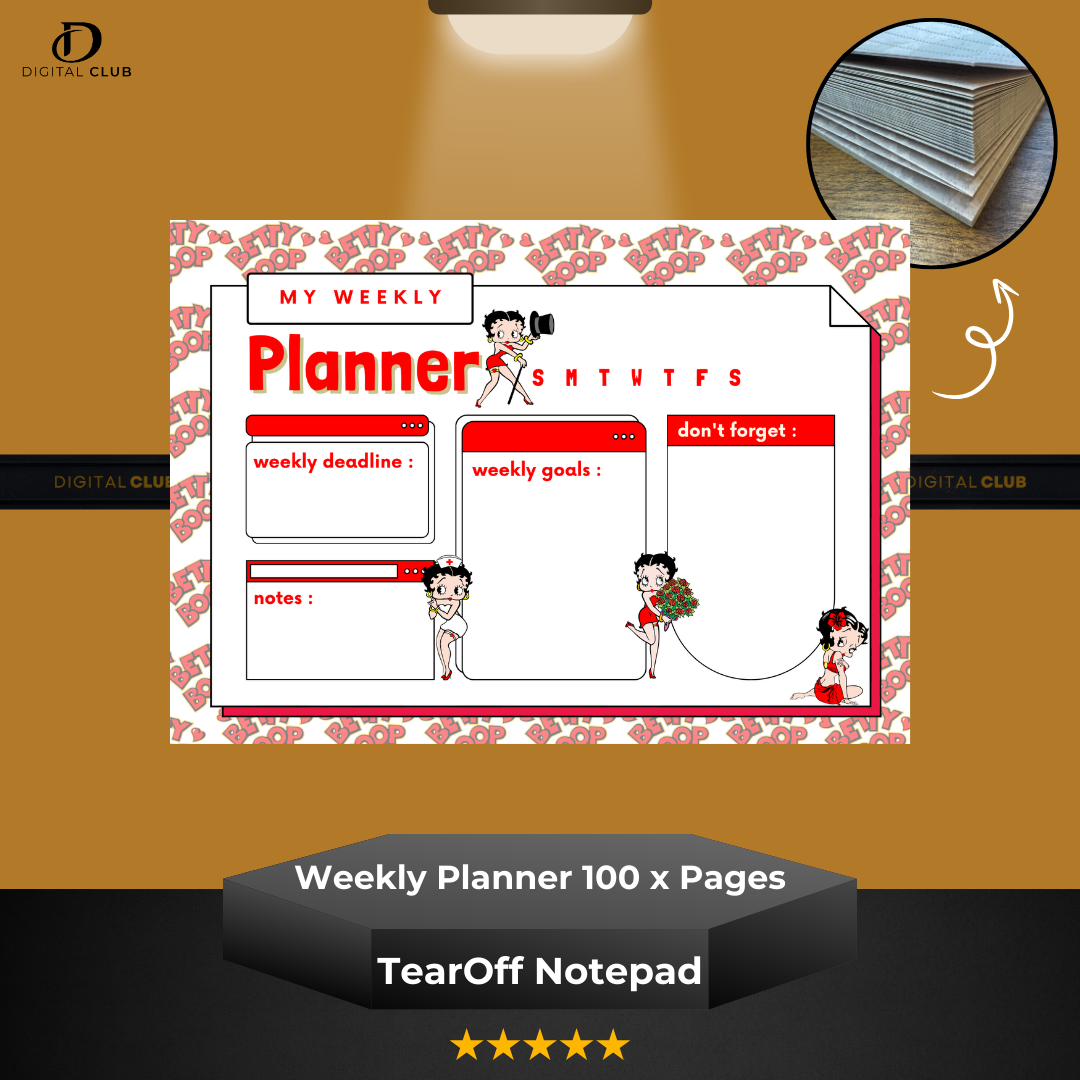 Betty Boop - Weekly Planner - Tear-Off Notepad x 100 Pages