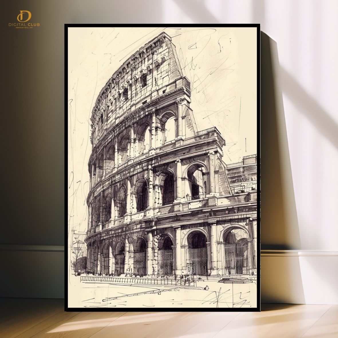 Colosseum Sketch -Rome- Premium Wall Art - Art Digital Club