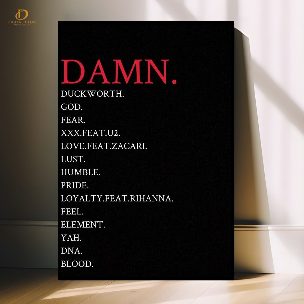 DAMN ALBUM- Music Artist - Premium Wall Art