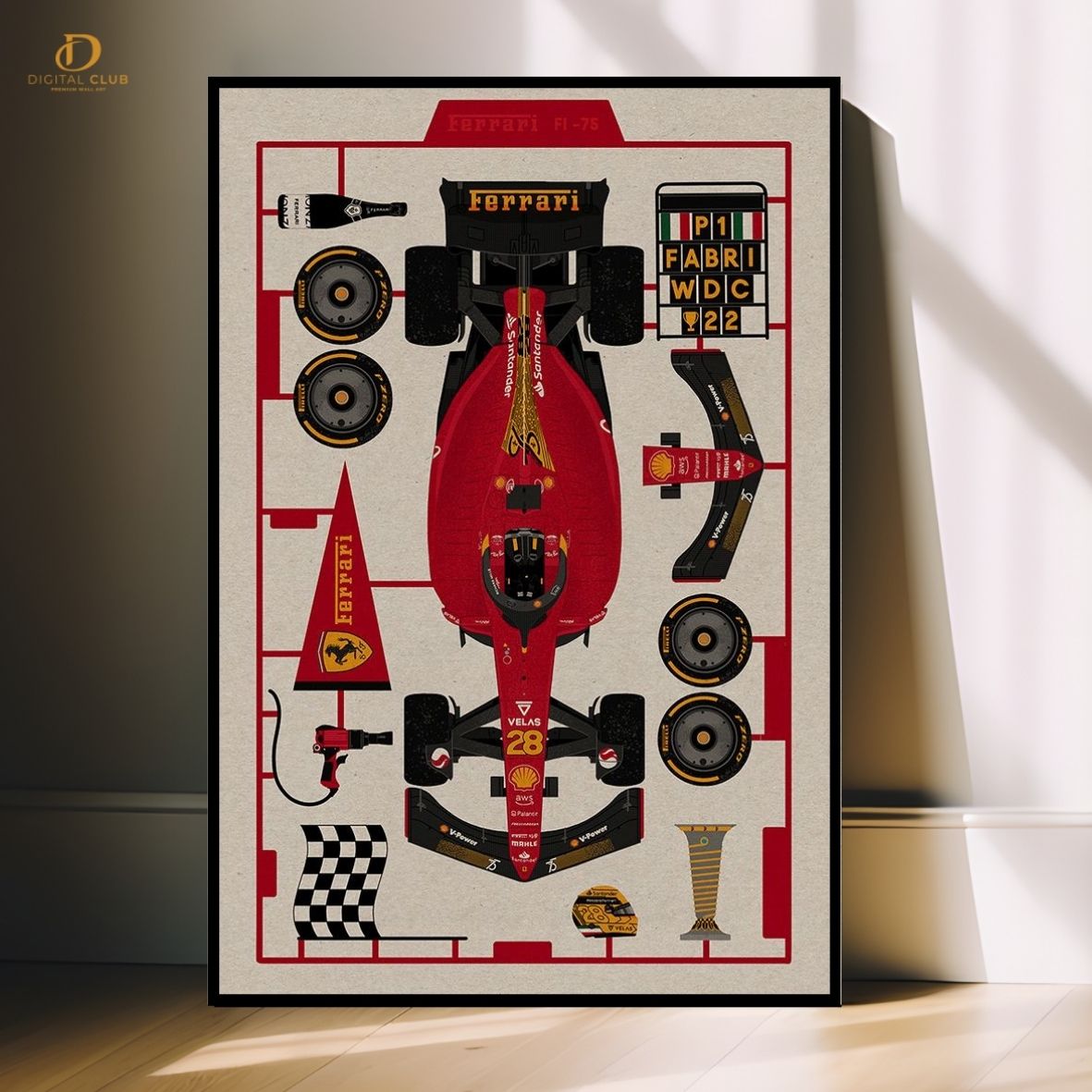 Ferrari Parts -Cars- Premium Wall Art - Art Digital Club