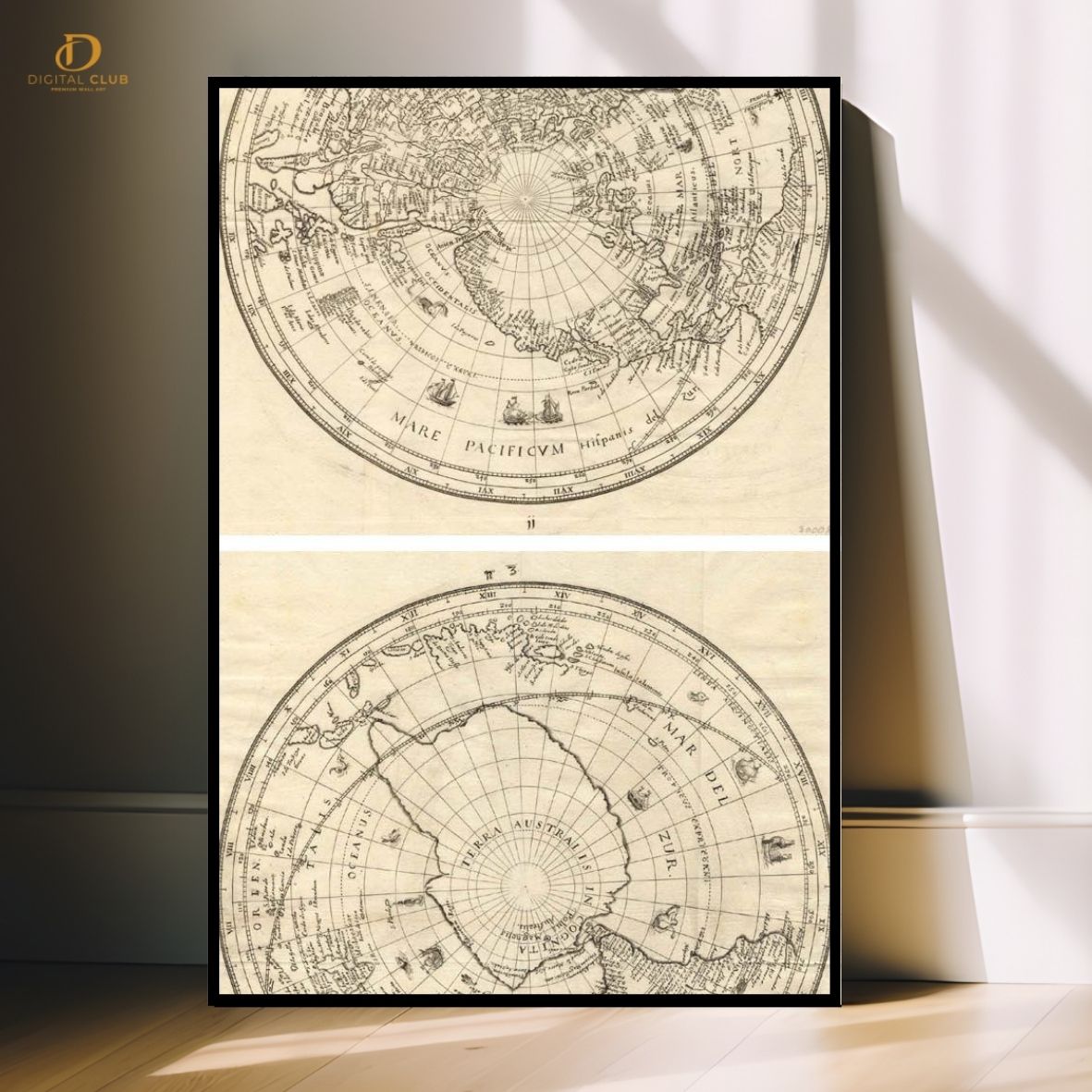 World Maps 2 -Sketch- Premium Wall Art - Art Digital Club