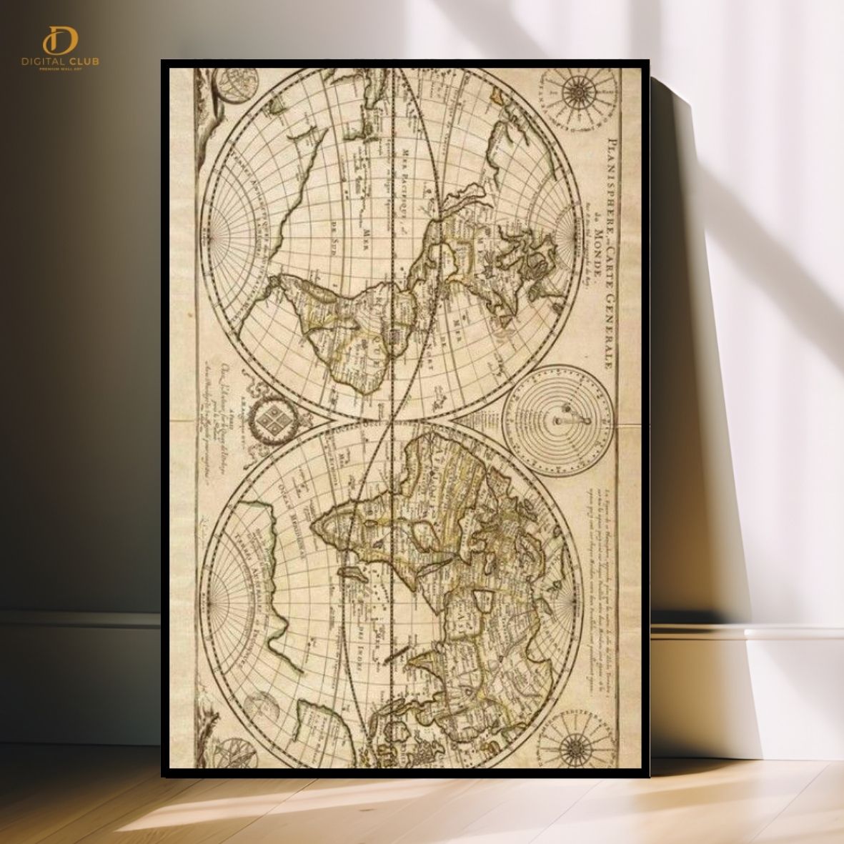 World Maps -Sketch- Premium Wall Art - Art Digital Club