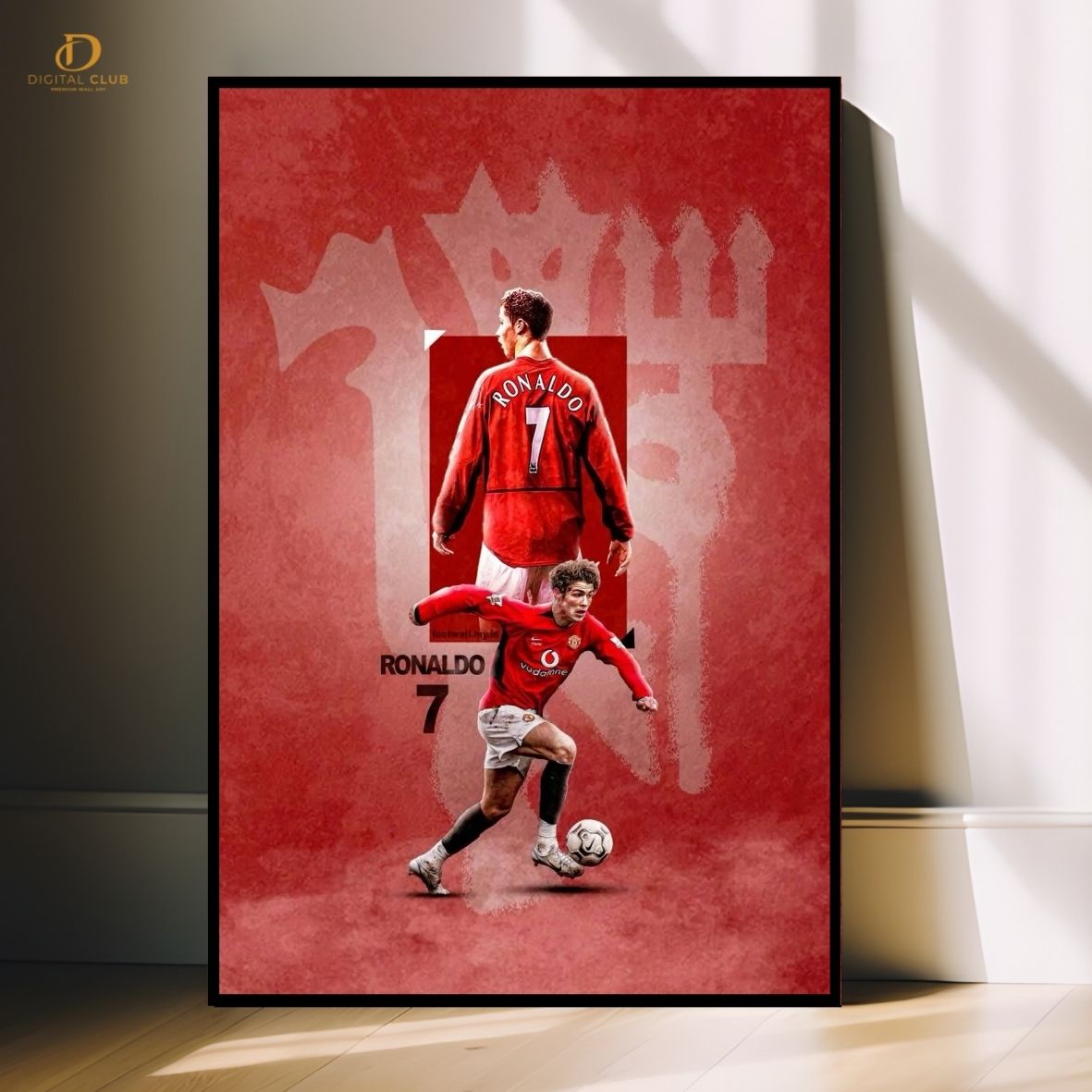 Red Ronaldo 7 - Football - Premium Wall Art