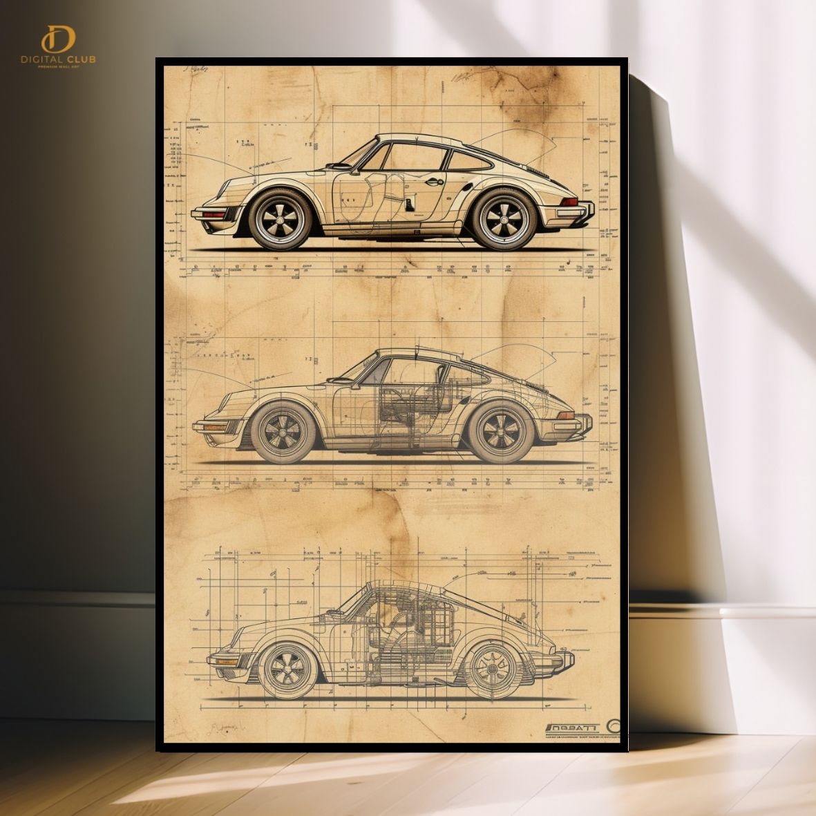 Car Sketch- Premium Wall Art - Art Digital Club