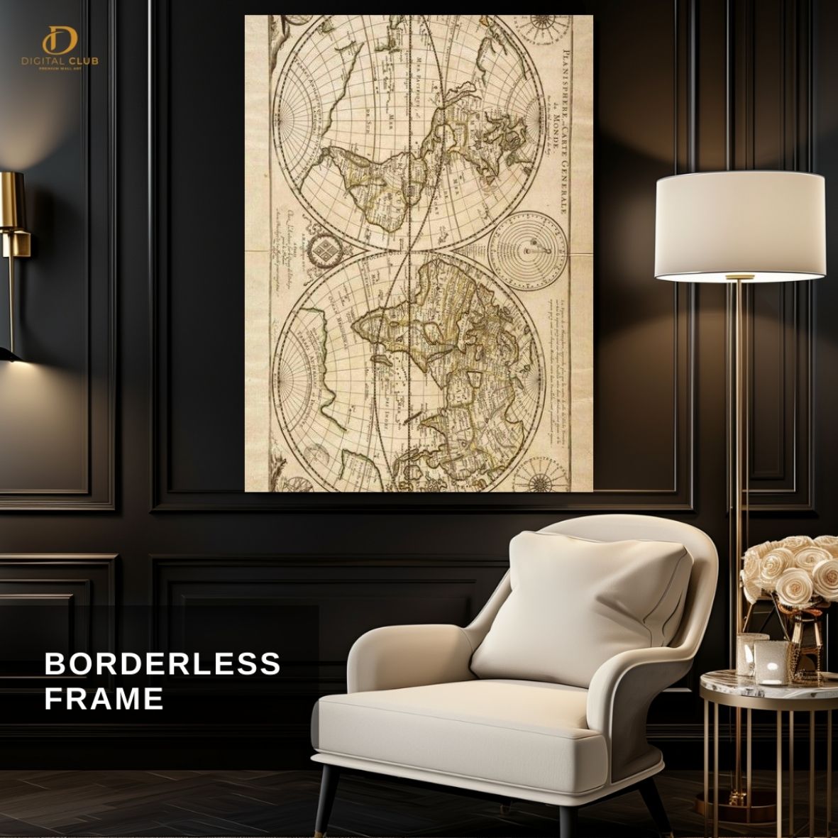 World Maps -Sketch- Premium Wall Art - Art Digital Club