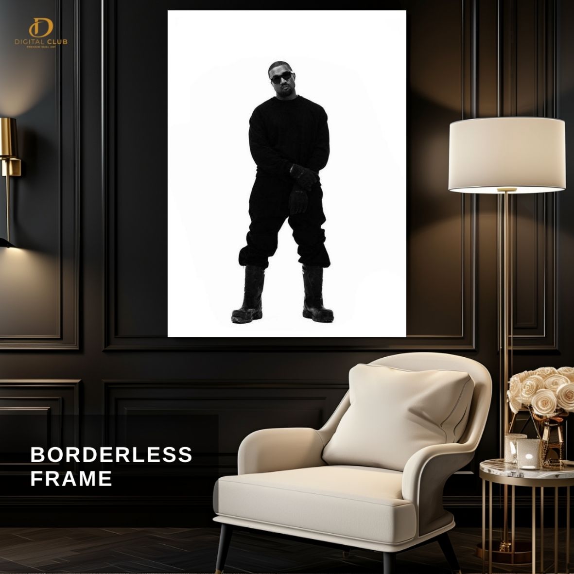 Kanye West Portrait - Music Artist- Premium Wall Art