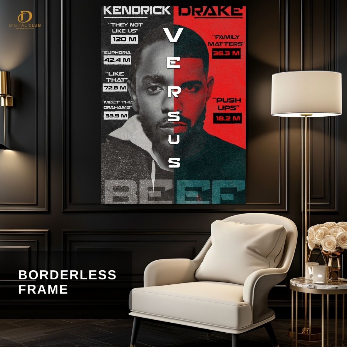Kendrick Vs Drake - Music Artist - Premium Wall Art