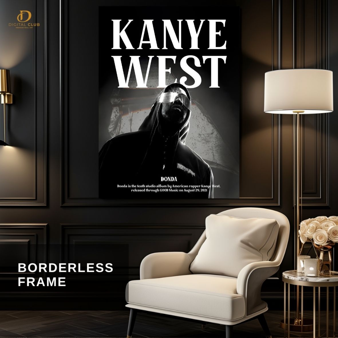 Kanye West Graphic- Music Artist- Premium Wall Art