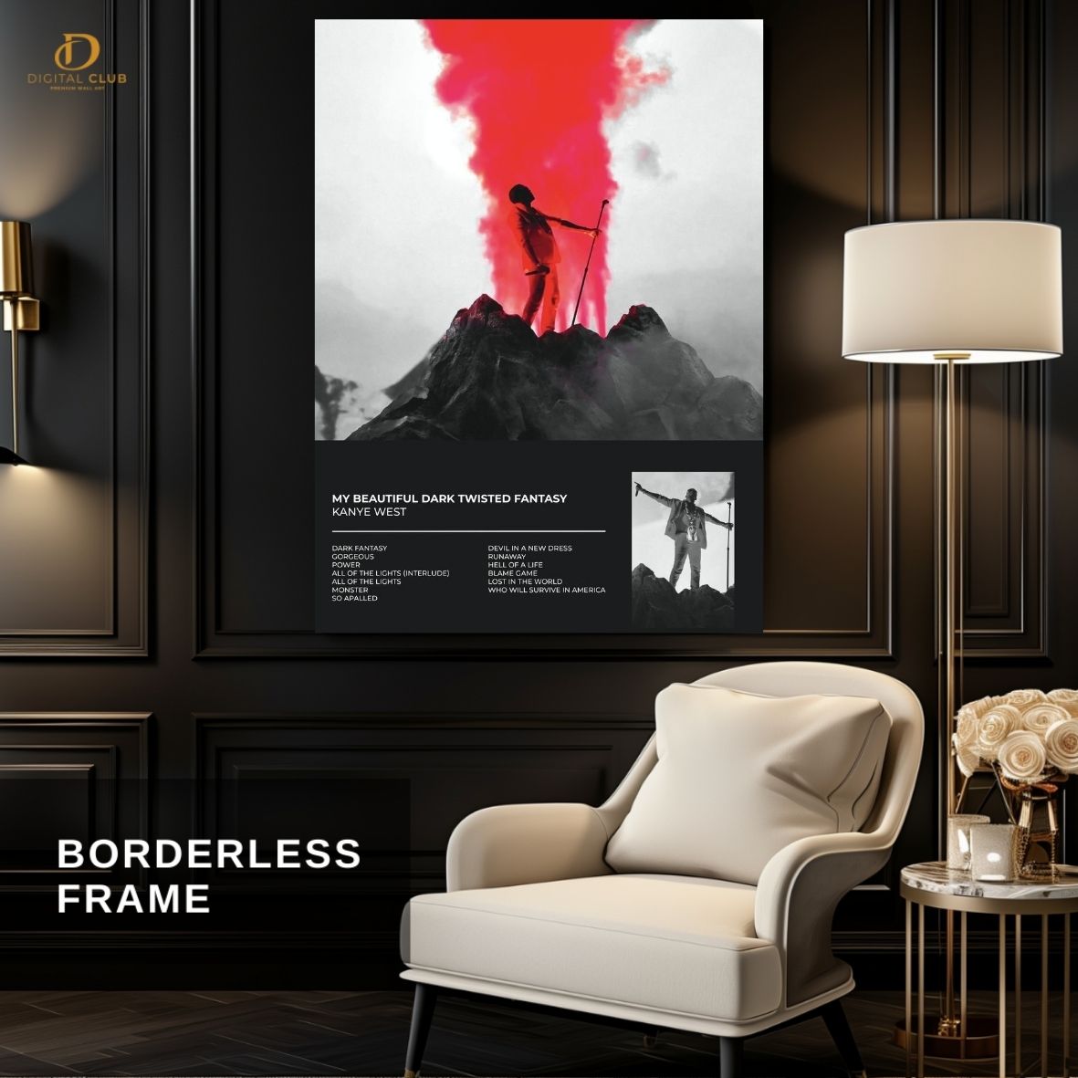 Kanye West "MBDTF"- Music Artist- Premium Wall Art