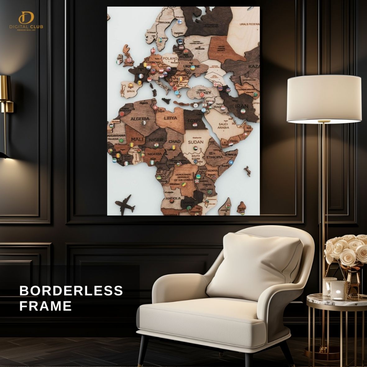 World Map 3- Premium Wall Art - Art Digital Club